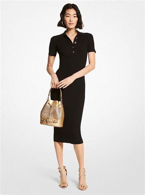 michael kors polo cotton viskose|Logo Button Ribbed Viscose Blend Polo Dress .